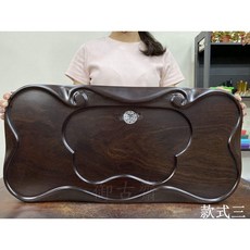 御古齋 黑檀木茶盤 做工精緻 漆面質感 光和柔順 樸素高雅 原木藝術精品 茶道精品 附水管, 1個, 款式三