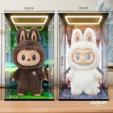 POP瑪特 found you搪膠公仔燈光透明展示盒 (防塵展示 內置燈光 公仔收藏), 1個, 典雅白色底座开门款,35x30x60cm（仅展示盒）