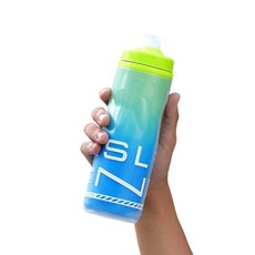 자전거 피트니스 스포츠를 위한 더스트 캡 논슬립 그립이 포함된 단열 자전거 물병 610ML 누수 방지, 03 Blue and Beige