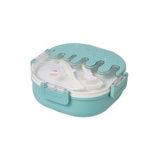 304不鏽鋼 保溫飯盒 小學生 上班族 微波兒童餐盤 分隔餐盒, 冰淇淋飯盒/ 馬卡龍綠【送勺叉】, 1個
