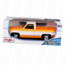 마이스토 장식용 1:18 축소 자동차 - 1974 쉐보레 C10 샤이엔 슈퍼(오렌지), 오렌지, 1개