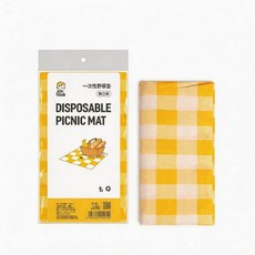 JOY TOUR 一次性野餐墊 露營墊, 黃格 180*180cm