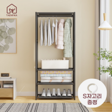 무볼트 철제 조립식 시스템 옷걸이 행거, 블랙