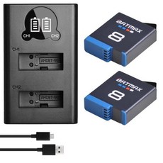 Batmax-배터리 + LCD 충전기 3 팩 Gopro 8 7 Black 6 5 용 c타입 포트 포함 풀 디코드 카메라 액세서리, 01 2Pc set, China Mainland