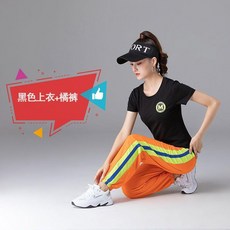 夏季運動休閒套裝 廣場舞服裝 棉質短袖兩件套