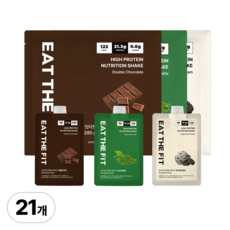 잇더핏 단백질 쉐이크 3주플랜 (더블초코맛 1주+녹차라떼맛 1주+쿠키앤크림맛 1주), 3개, 280g