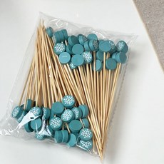 聖誕老人造型竹籤 創意雞尾酒水果籤 可愛漢堡裝飾籤, 1個, 藍雪花【袋裝400支】