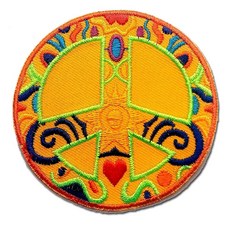 평화 사인 패치 – 히피 사이키델릭 자수 배지 우드스톡 음악 러브 레트로 디자인 - 재킷 배낭 조끼 축제 DIY 의류용 다림질 또는 바느질 아플리케