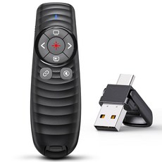 포인터가 있는 프레젠테이션용 2-in-1 USB 타입 C 프레젠테이션 클리커 무선 프레젠터 원격 클리커 컴퓨터 /Mac /노트북용 RF 2.4GHz 슬라이드 어드밴스터, USB C+USB A