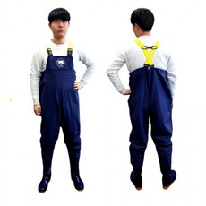 남녀공용 낚시 양식장 시장 PVC 가슴 롱장화 235-290mm 블루 1개