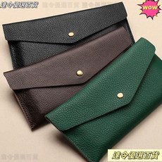 台灣熱銷 真皮質感錢包 女士2025新款 一片式薄長款錢夾 大鈔現金收納零錢包