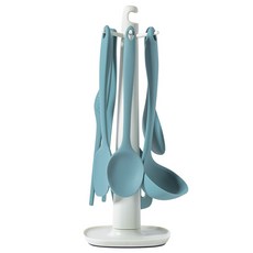 유일코리아 국산 실리콘 조리 도구 7종 세트 (6color) 국자 뒤집게 핀셋집게 타원주걱 사각주걱 밥주걱 조리도구걸이, 조리도구걸이아이보리, 그린, 1세트