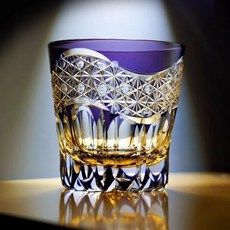 에도 키리코 와인잔 일본식 수제 유리잔 240ml 반투명 위스키 칵테일 보드카 맥주 음용용 크리스탈 위스키잔 선물 상자 포함 (보라색), 에도 키리코 와인잔, 일본식 수제 유리잔, 240ml