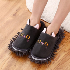 거실화 걸레 바닥 슬리퍼 청소 걸레 실내화, 고양이슬리퍼CT그레이, 고양이슬리퍼CT그레이