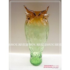 House傢飾 貓頭鷹造型玻璃花瓶/花器 (黃/綠) 限量新款