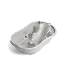 義大利OKBABY頭等艙澡盆 0-5歲 坐躺兩用 貝喜力克感溫澡盆-大 二合一折疊澡架 尿布台(F1059), 灰-單澡盆, 1個