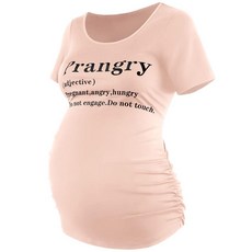 DEBELLY 임산부 셔츠 반팔 상의 블랙 셔츠 발자국 임신 주름 장식 사이드 캐주얼 셔츠 산타 썰매 M, Prangry 문구