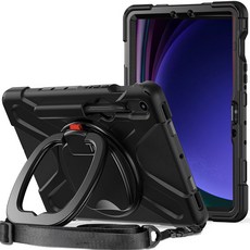 갤럭시탭 S9 FE 케이스 폴리곤 아머 거치대 회전 범퍼 케이스, 매트블랙, 1개 매트블랙, 1개