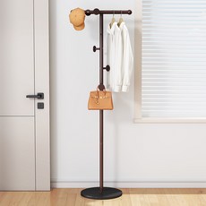 희망가 스탠드 옷걸이 T자형 튼튼한 철제 행거, 브라운