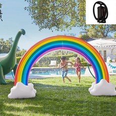 무지개 구름 PVC 에어분수 무지개 다리 분수 아치도어 야외 물놀이, 무지개분수+핸드펌프, 1개