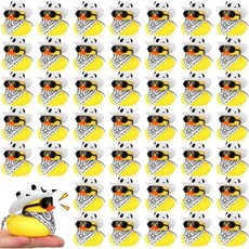 48Pcs 고무 오리 카우보이 노란색 Duckies 장난감 여름 생일 선물 파티 호의에 대 한 모자 선글라스, China Mainland, 3 48 set