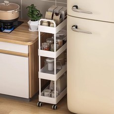 주방 틈새 선반 이동식 냉장고 옆 초슬림 화이트 3단, 상세페이지 참고, 화이트 4단 10x40