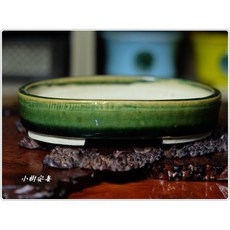 小樹安每 日本盆缽-平安虹泉 綠釉橢圓鉢 13cm 日式沙拉碗 點心碗, 1個