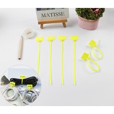 사각 메모 작성 네임택 케이블 분류 타이 노랑100P, 1개, 본상품