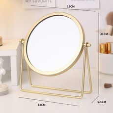 高清大鏡面化妝鏡 鐵藝圓底高款金色圓鏡 梳妝鏡, 支架款金色