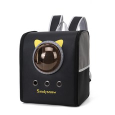 반려동물 우주선 고양이 이동가방 3면 통풍 백팩 이동 가방, 1개, 블랙