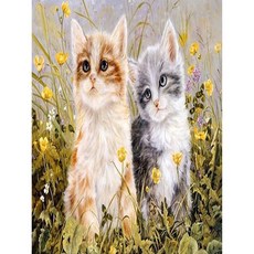커플 보석십자수 3D 고양이 30x40 사각 48778PC 1(pc), 색상