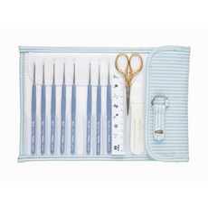 【YUBU】日本製 TULIP ETIMO 水藍蕾絲鉤針組 TLS-001 TLG-001, 1個