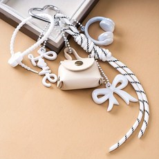 가방 액세서리 우아한 태슬 키체인 PVC 합금 다용도 참 레오파드 프린트 가죽 펜던트, white