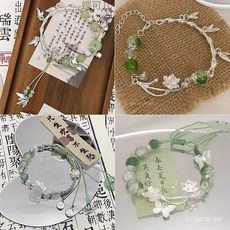 鴻利首飾廠 新中式森係兒童綠色竹節蝴蝶串珠手鏈 女生古風小衆高顔值手串手飾