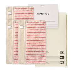 키플 홈 소프트 데일리 미니타월 2p세트, 3세트, 아이보리+핑크스트라이프