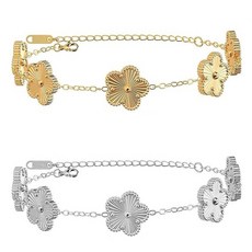 KINFERTE 18K 금 도금 클로버 팔찌 세트 듀프 여성용 플라워 럭키 트렌디 주얼리 생일 선물 여성/엄마/친구/절친/자매용 라지 스테인리스 스틸 보석 없음 27022