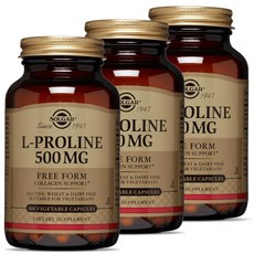 SOLGAR L-脯氨酸植物膠囊 500mg, 100顆, 3個