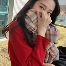 로로빈 체크 캐시 머플러 니트 목도리