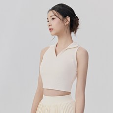 여성 폴로카라 테니스 요가 탱크탑 / 컵내장 노브라 요가탑 통기성 민소매 운동티셔츠