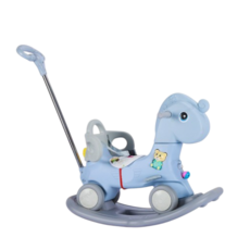 淘氣寶貝 1073新款三合一搖搖馬 全新現貨 搖搖馬 滑行車 木馬椅 生日禮物 音樂搖馬 可愛造型音樂滑行車 溜溜車, 海洋藍1073, 1個