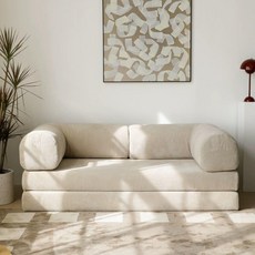 트윈스파 코로듀이 패브릭 압축 소파베드 접이식 침대 메트리스 1인용 2인용 3인용 쇼파베드, 아이보리 2.2m