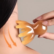 머리 두피 목뒤 림프 얼굴 문어 괄사 마사지기, 핑크, 핑크, 1개