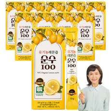 유기농 레몬즙 순수100 15포_NFC착즙 원액 100% 스틱_정애리레몬즙 레몬수 레몬원액, 225g, 10박스