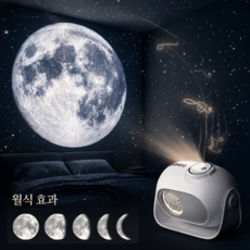 DDJJ 우주 무드등 월식 프로젝터 달빛 투영 침실 수면 인테리어 조명 월식 전 과정 백색소음, 화이트