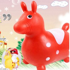 목마 말 장난감 흔들 타는 놀이 말타기 점프 인형 실내, 1개, 레드