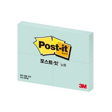 3M 포스트잇 4패드 미니 노트 653-4 (51mmx38mm), 애플민트, 400매, 1개