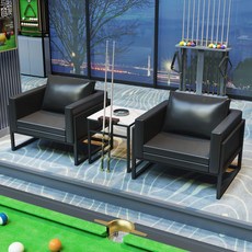 QJUN 臺球沙髮觀球椅子，桌球廳專用休息沙髮，舒適看球臺球室用品，耐用穩固。, 黑色雙人組合, 1個