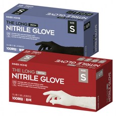 [이너홈] The Long 니트릴장갑 30cm 화이트 블랙 100매, The Long 니트릴장갑 화이트 소형, 1개