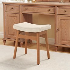 LUE BONA 깔끔한 무지 Wood Vanity Bench Stool 17.3\" H Ergonomic Saddle 2'' Sick Upholste레드 Chair for Ma, Linen Fabric With Wooden Color