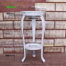 歐式鐵藝花架 落地式 客廳陽臺綠蘿花盆架 省空間 室內外置物架, 白色（高54cm）雙層小號寬腿款